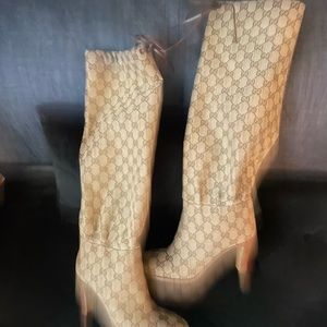 Gucci Logo Knee Boots -Size 8.5